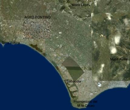 Figura 2 Area pontina (da Google Earth)